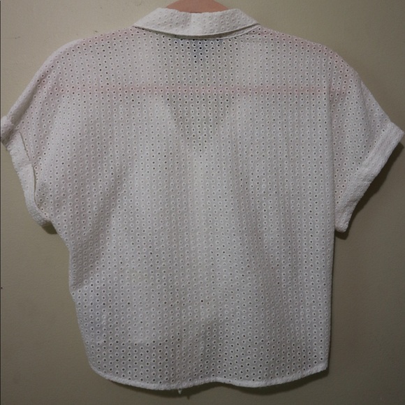 White Broderie Button Front Top - Picture 3 of 4